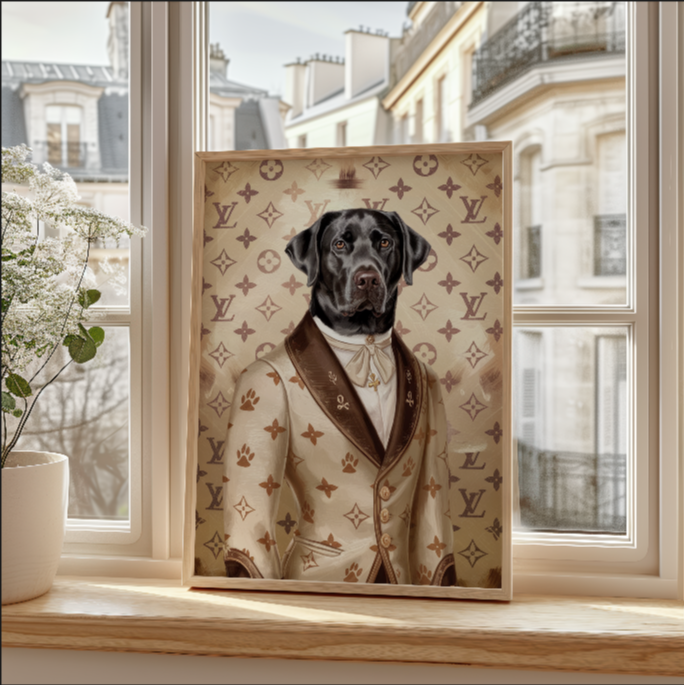 Luxury-Inspired Pet Portrait – 'Louis Pawton' Style – Elegant Digital Art for Your Pet – Delivered in 24-48 Hours!"