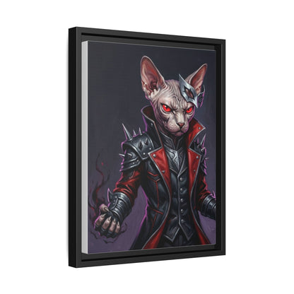 Dark Sphinx Cat Matte Framed Canvas Print Gothic Fantasy Wall Art