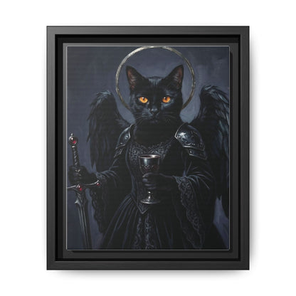 Gothic Black Cat with Halo & Chalice
