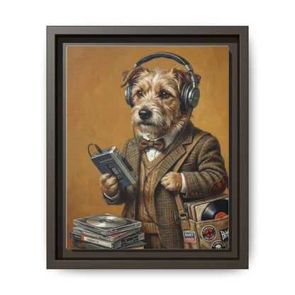 Vintage DJ Dog Matte Canvas Print