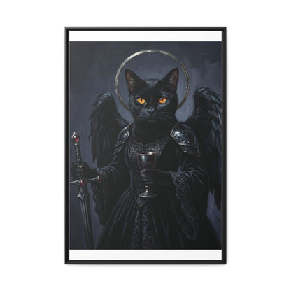 Gothic Black Cat with Halo & Chalice