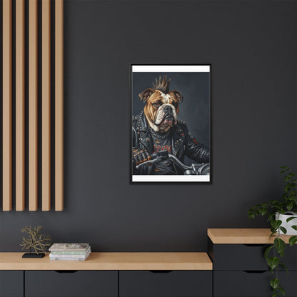 Punk Bulldog Biker Matte Canvas Print
