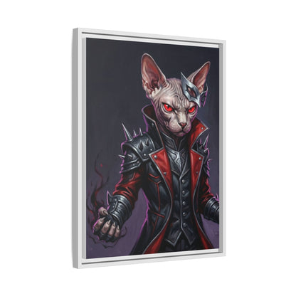 Dark Sphinx Cat Matte Framed Canvas Print Gothic Fantasy Wall Art