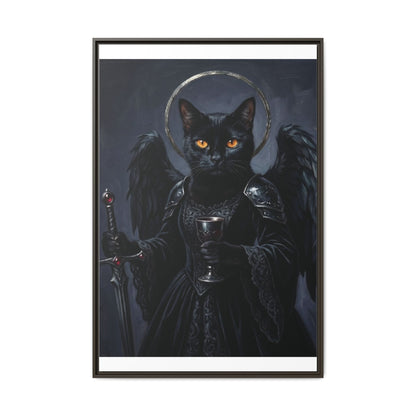 Gothic Black Cat with Halo & Chalice