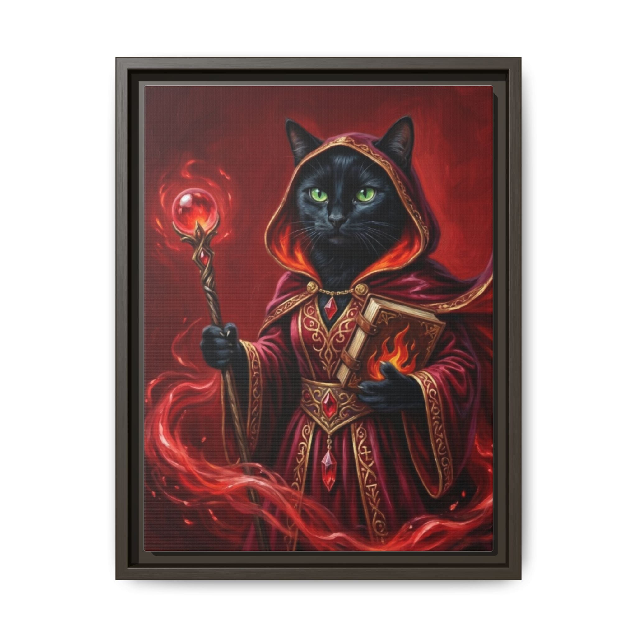 Black Cat Mage Matte Canvas Print (Framed)