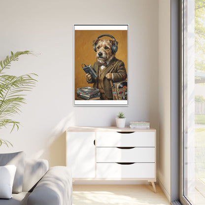 Vintage DJ Dog Matte Canvas Print