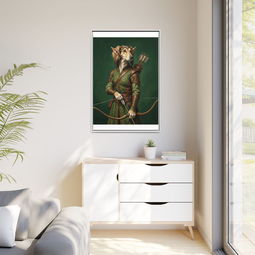 Archer Dog Matte Canvas Print — Framed Fantasy Animal Portrait