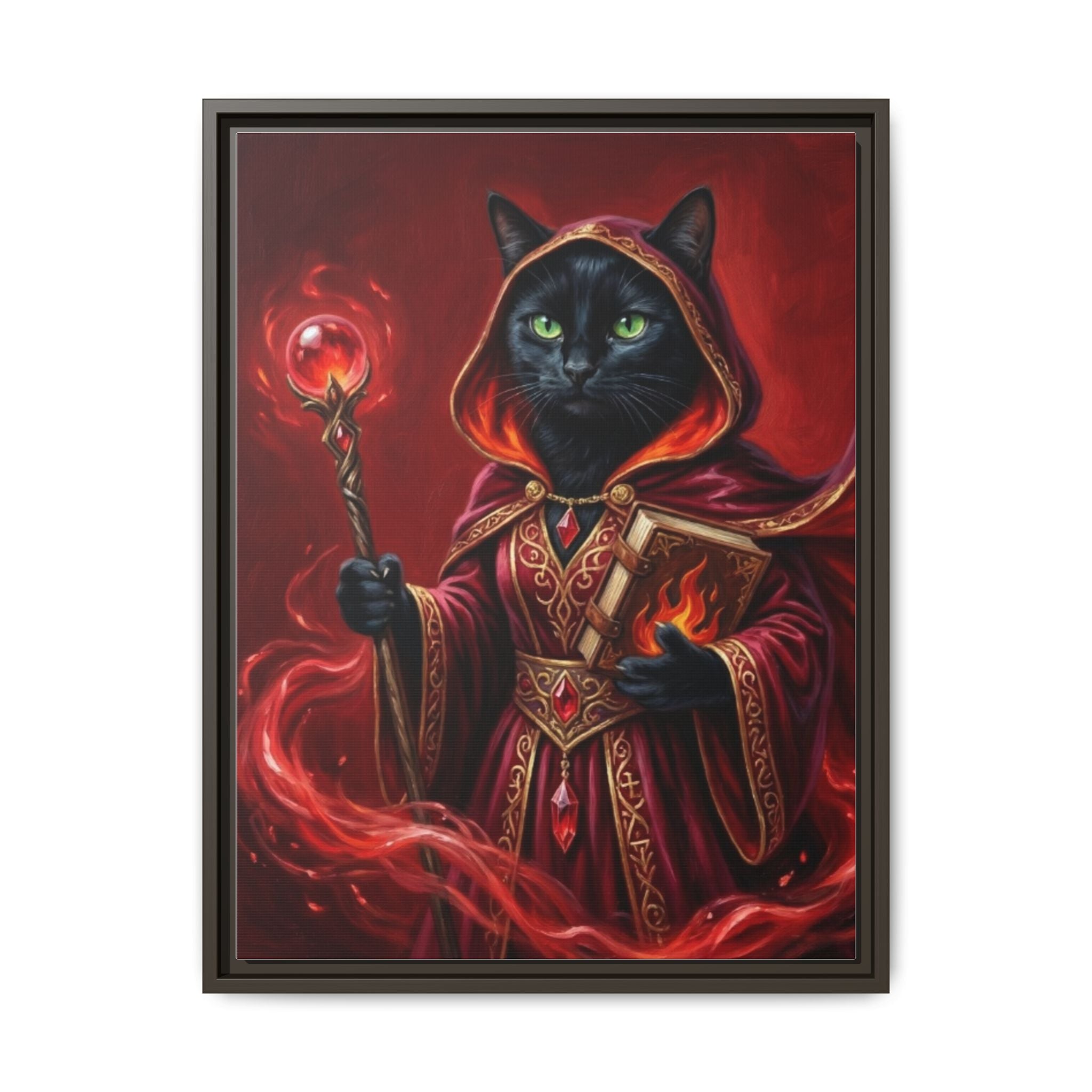 Black Cat Mage Matte Canvas Print (Framed)