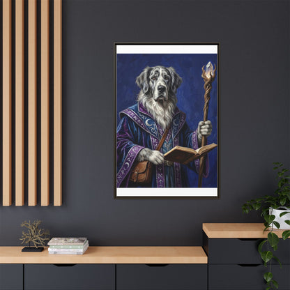 Wizard Dog Framed Canvas Print Mystic Canine Art