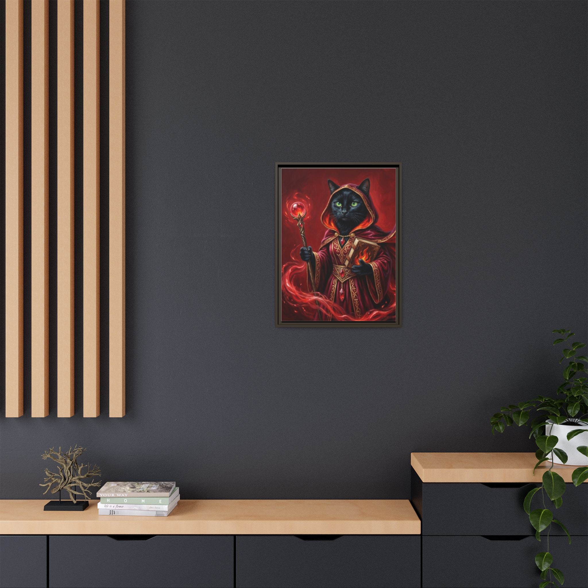 Black Cat Mage Matte Canvas Print (Framed)
