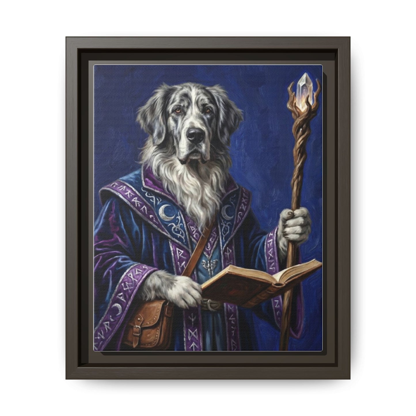 Wizard Dog Framed Canvas Print Mystic Canine Art