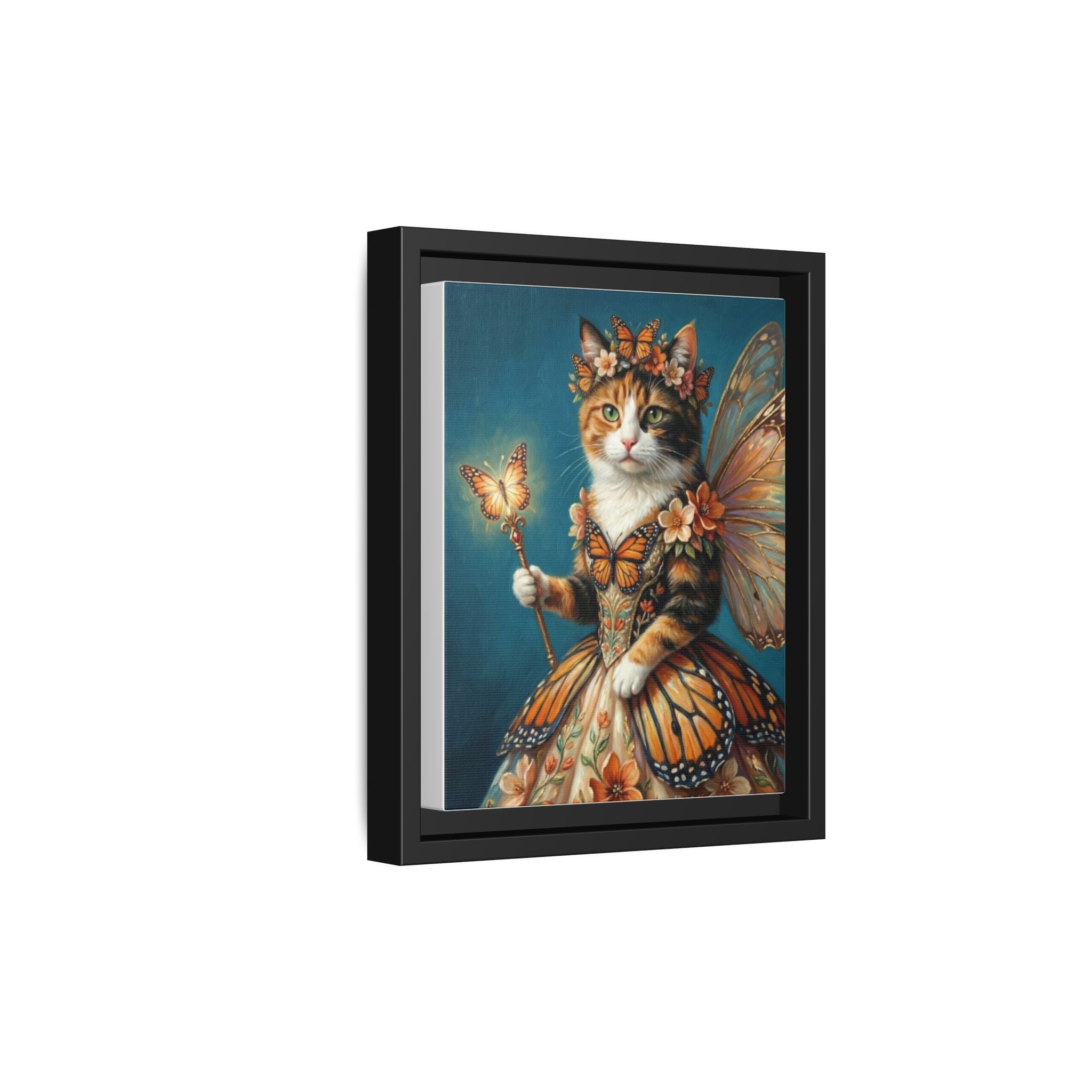 Butterfly Fairy Cat Matte Canvas Framed Art
