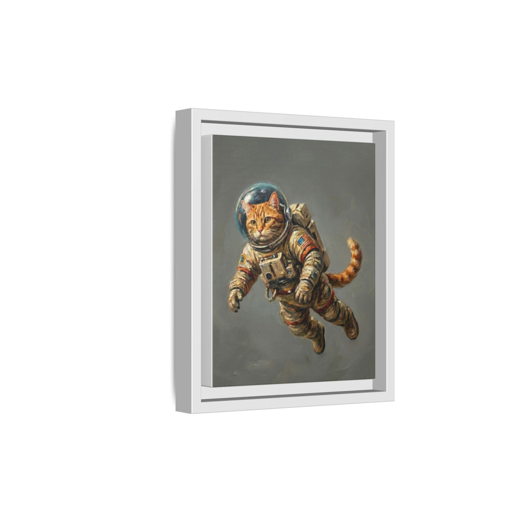 Astronaut Cat Matte Framed Canvas — Whimsical Space Cat Wall Art