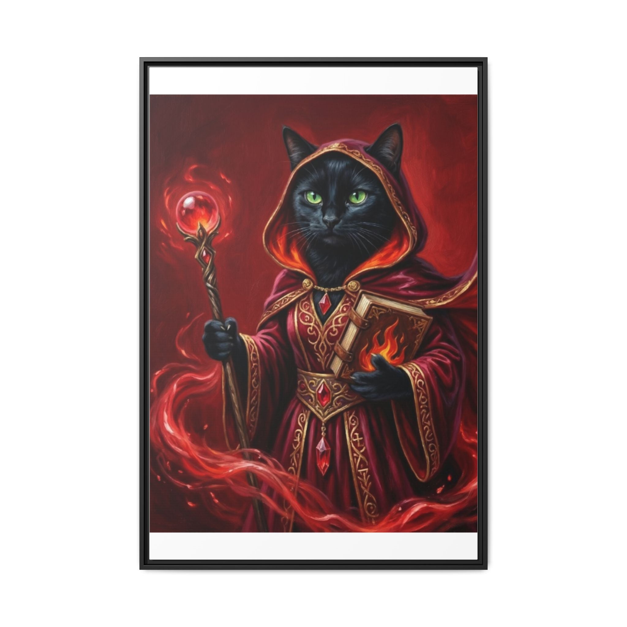 Black Cat Mage Matte Canvas Print (Framed)