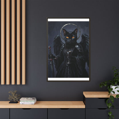 Gothic Black Cat with Halo & Chalice