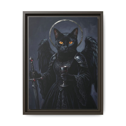 Gothic Black Cat with Halo & Chalice