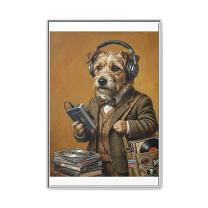 Vintage DJ Dog Matte Canvas Print