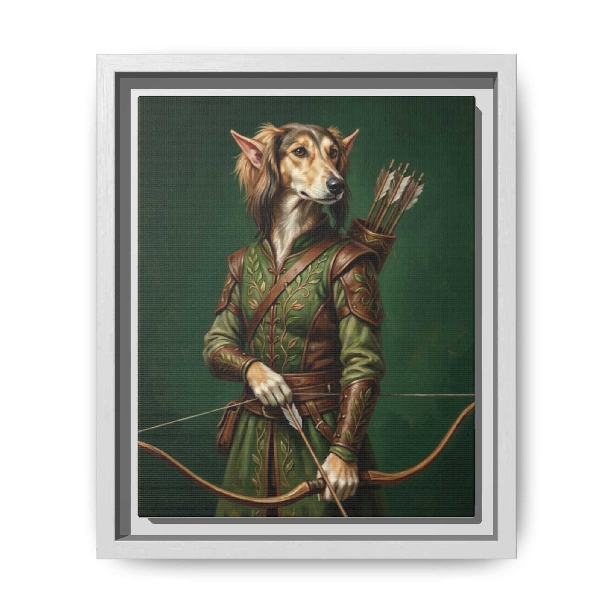 Archer Dog Matte Canvas Print — Framed Fantasy Animal Portrait