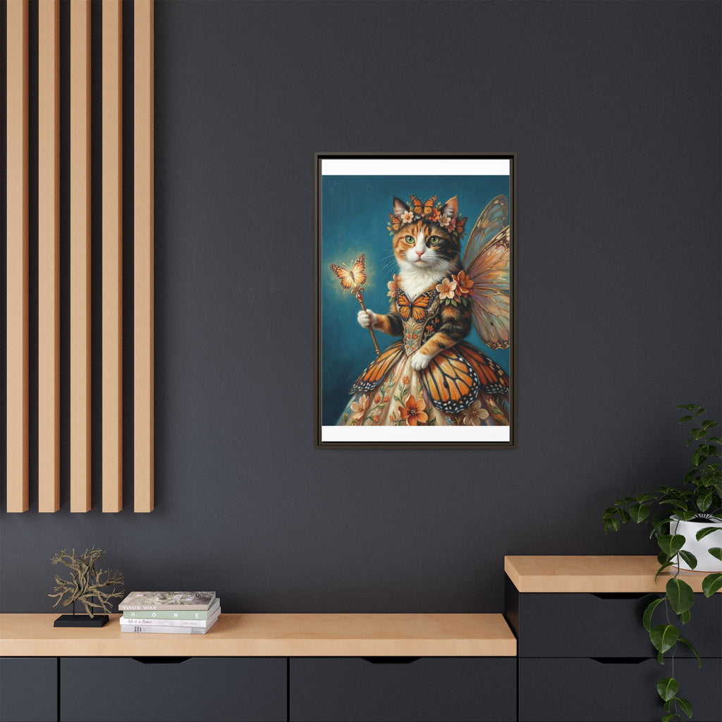 Butterfly Fairy Cat Matte Canvas Framed Art