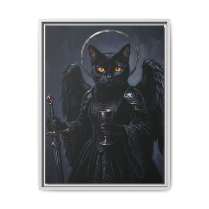 Gothic Black Cat with Halo & Chalice