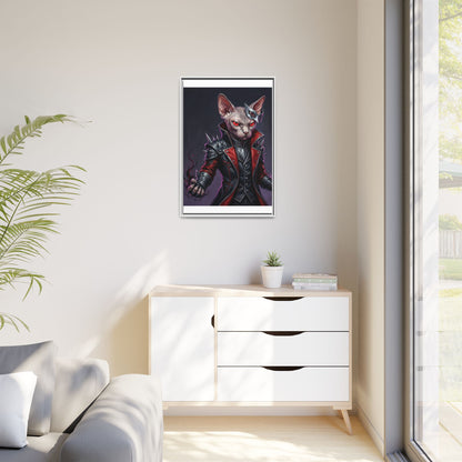 Dark Sphinx Cat Matte Framed Canvas Print Gothic Fantasy Wall Art