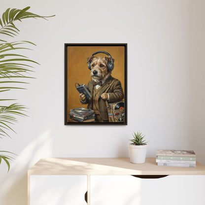 Vintage DJ Dog Matte Canvas Print