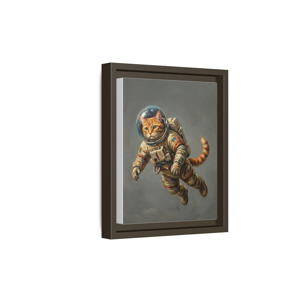Astronaut Cat Matte Framed Canvas — Whimsical Space Cat Wall Art