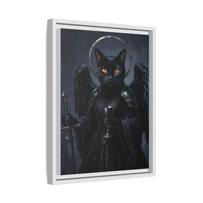 Gothic Black Cat with Halo & Chalice