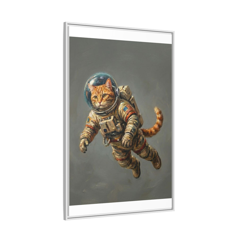 Astronaut Cat Matte Framed Canvas — Whimsical Space Cat Wall Art