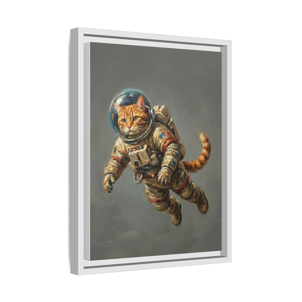 Astronaut Cat Matte Framed Canvas — Whimsical Space Cat Wall Art