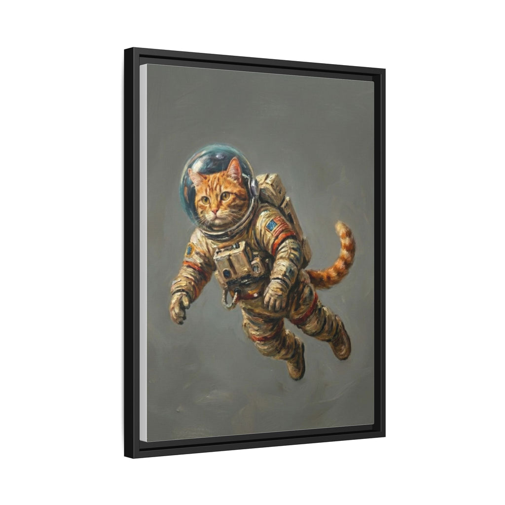 Astronaut Cat Matte Framed Canvas — Whimsical Space Cat Wall Art