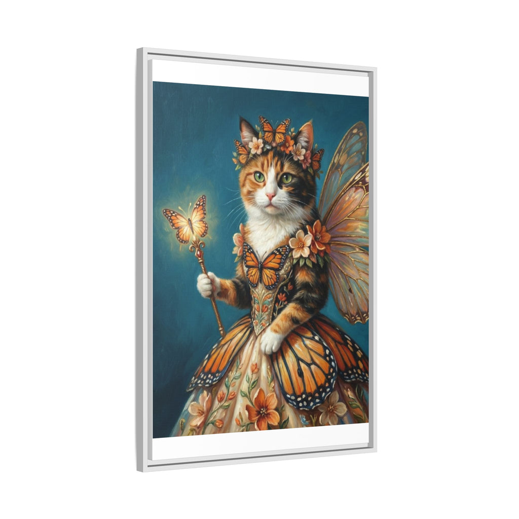 Butterfly Fairy Cat Matte Canvas Framed Art
