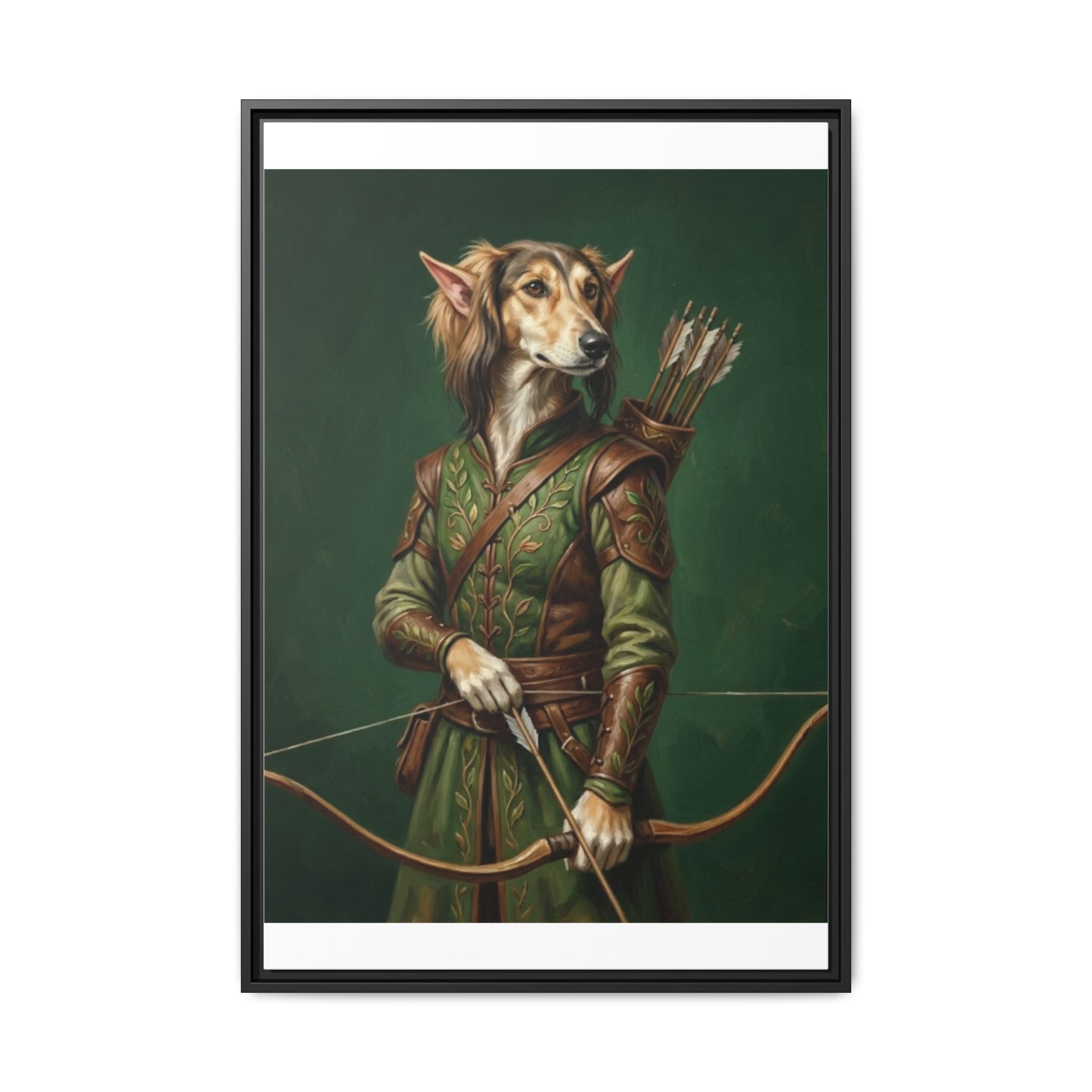 Archer Dog Matte Canvas Print — Framed Fantasy Animal Portrait