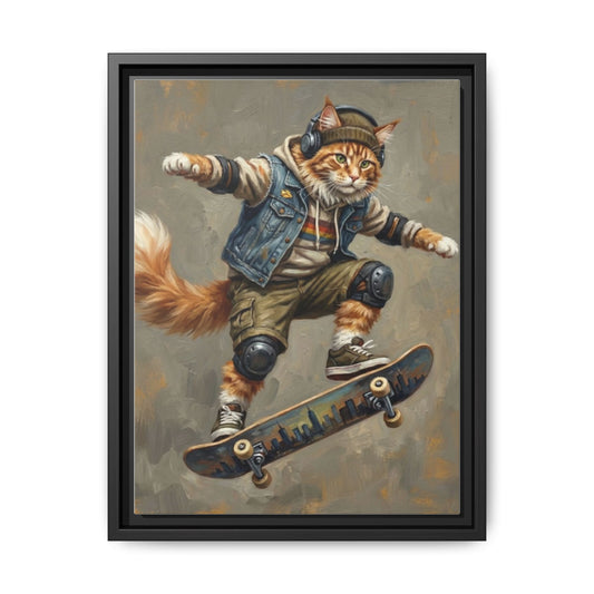 Skater Cat Canvas Art