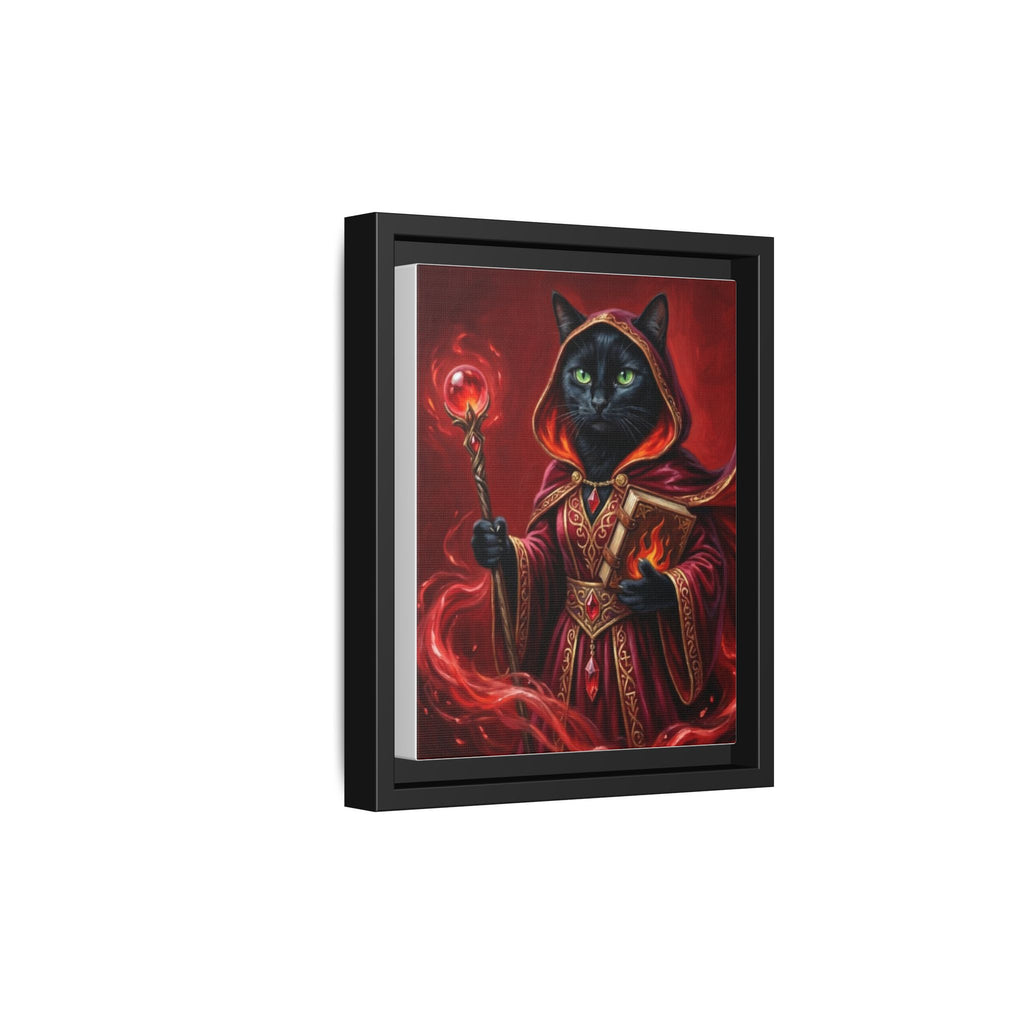 Black Cat Mage Matte Canvas Print (Framed)