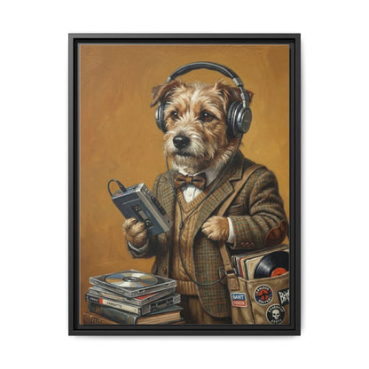 Vintage DJ Dog Matte Canvas Print