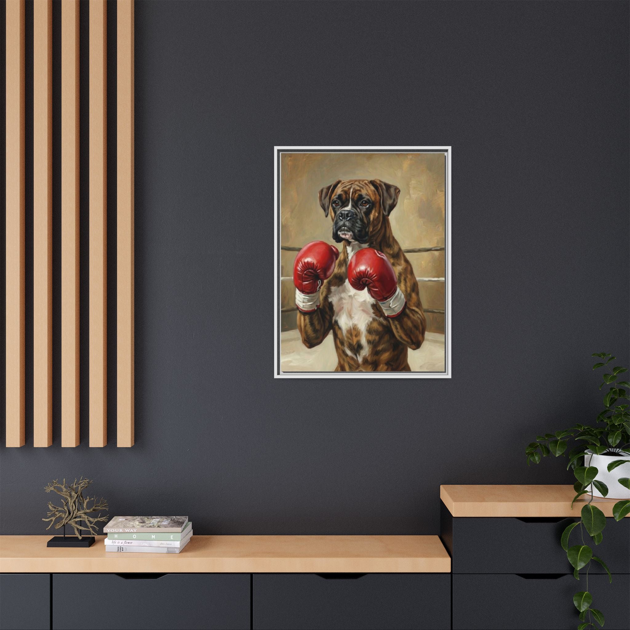 Boxer Dog Canvas Print — Framed Matte Wall Art