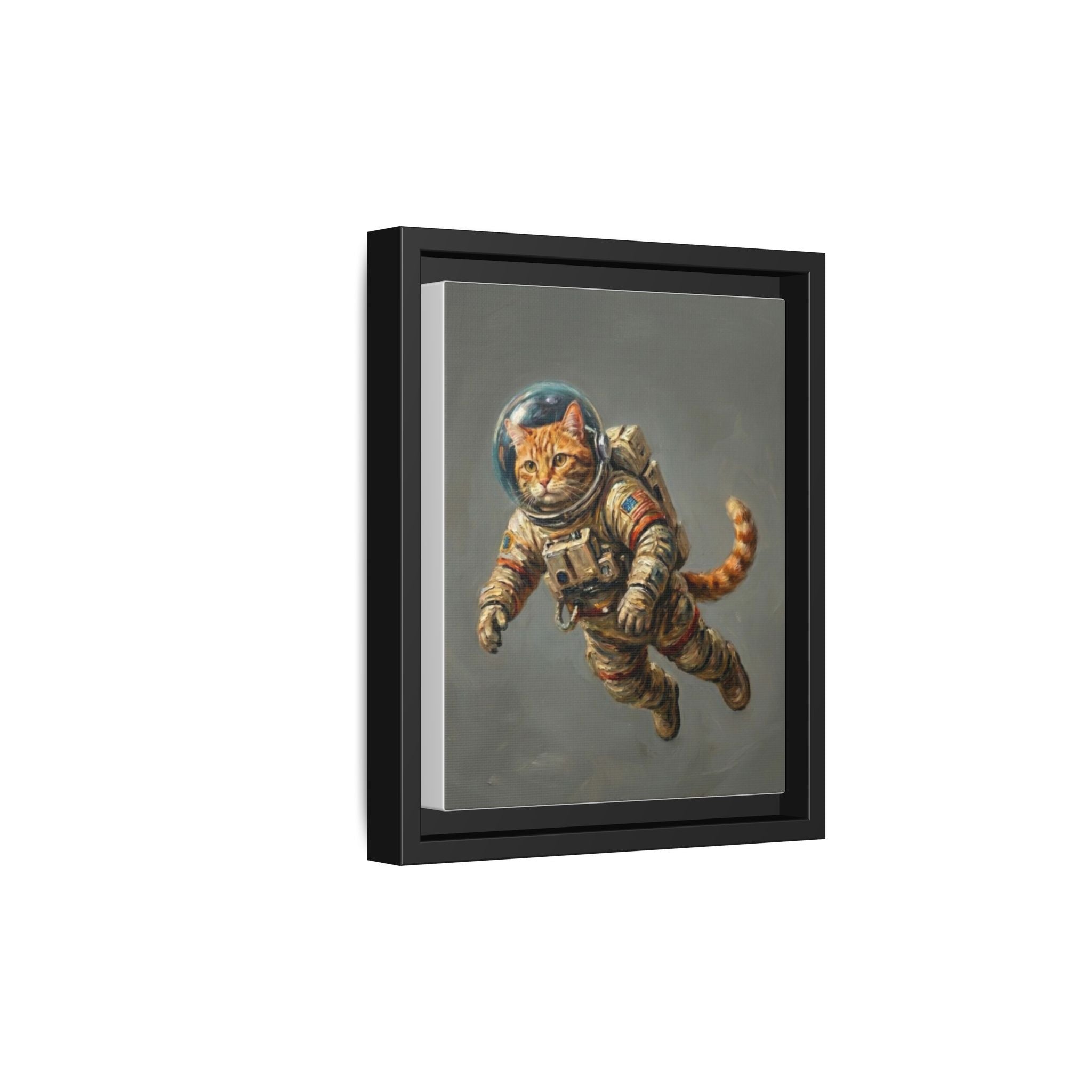 Astronaut Cat Matte Framed Canvas — Whimsical Space Cat Wall Art