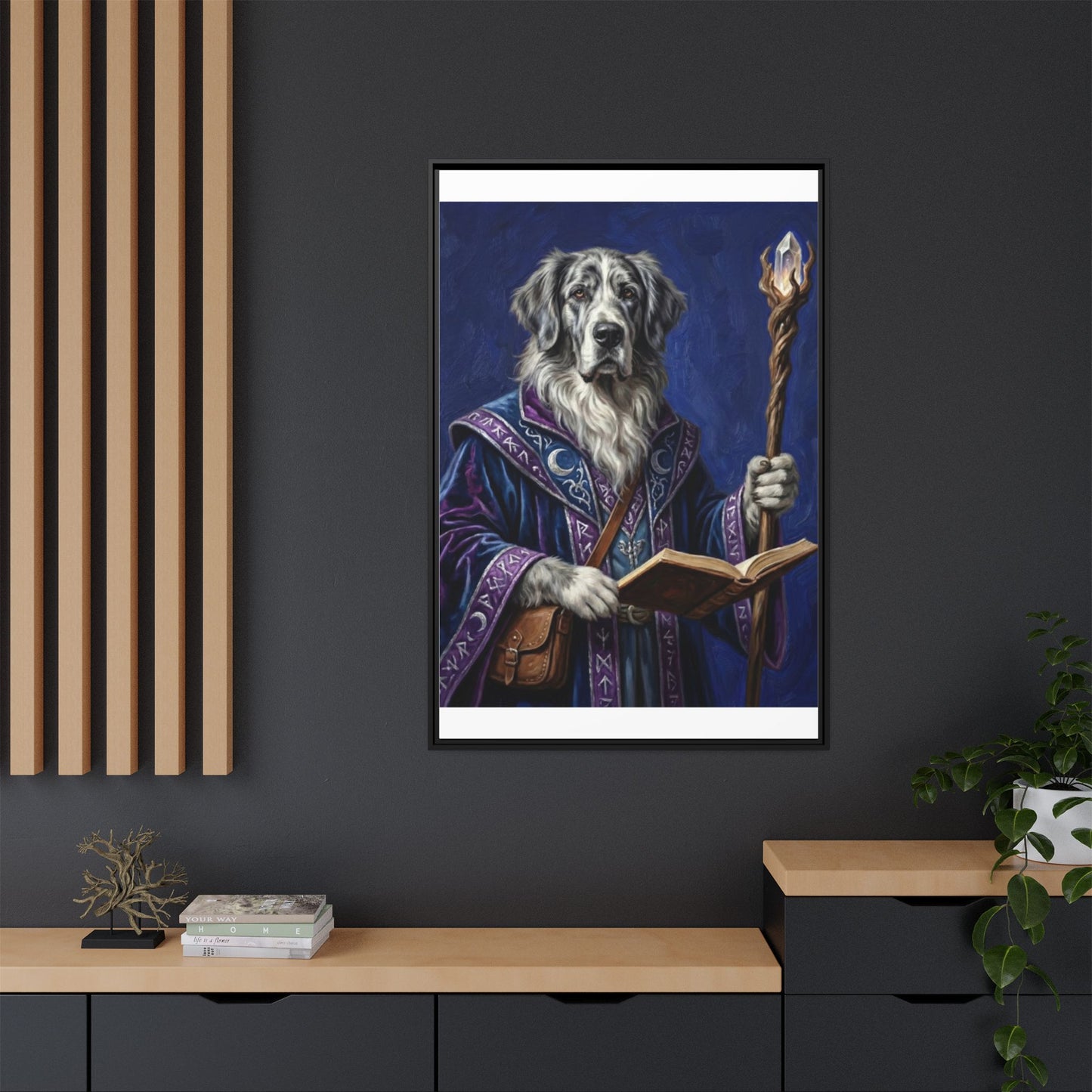Wizard Dog Framed Canvas Print Mystic Canine Art