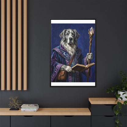 Wizard Dog Framed Canvas Print Mystic Canine Art