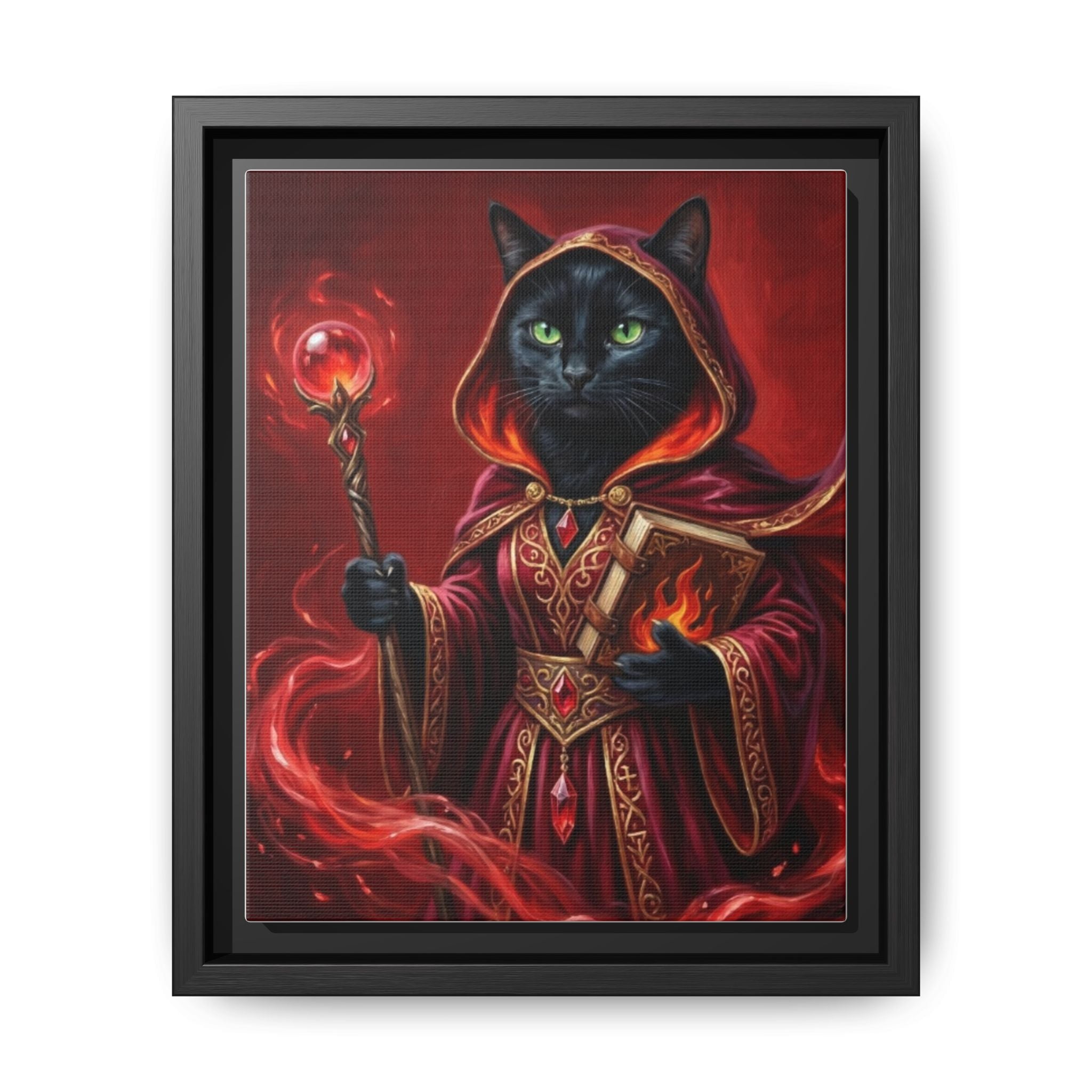 Black Cat Mage Matte Canvas Print (Framed)