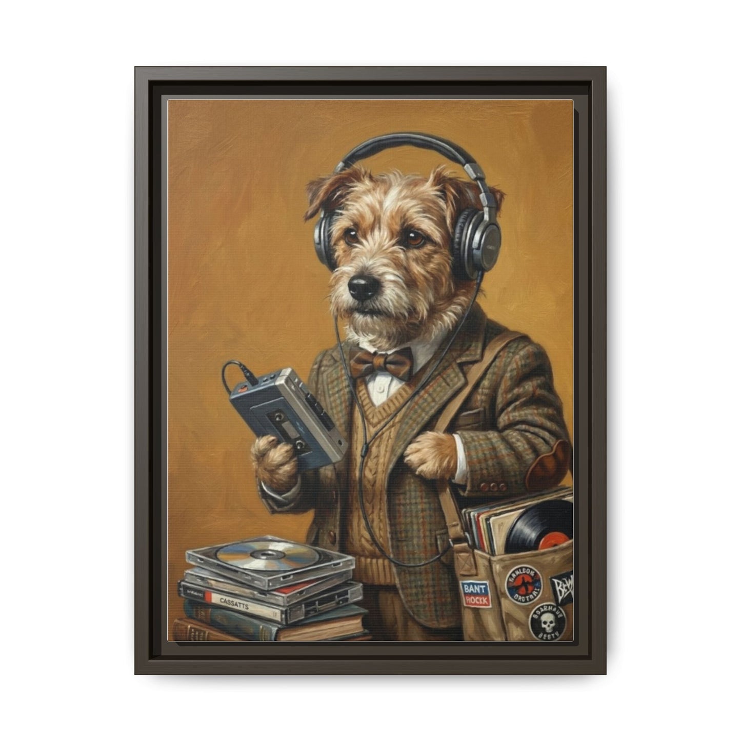 Vintage DJ Dog Matte Canvas Print