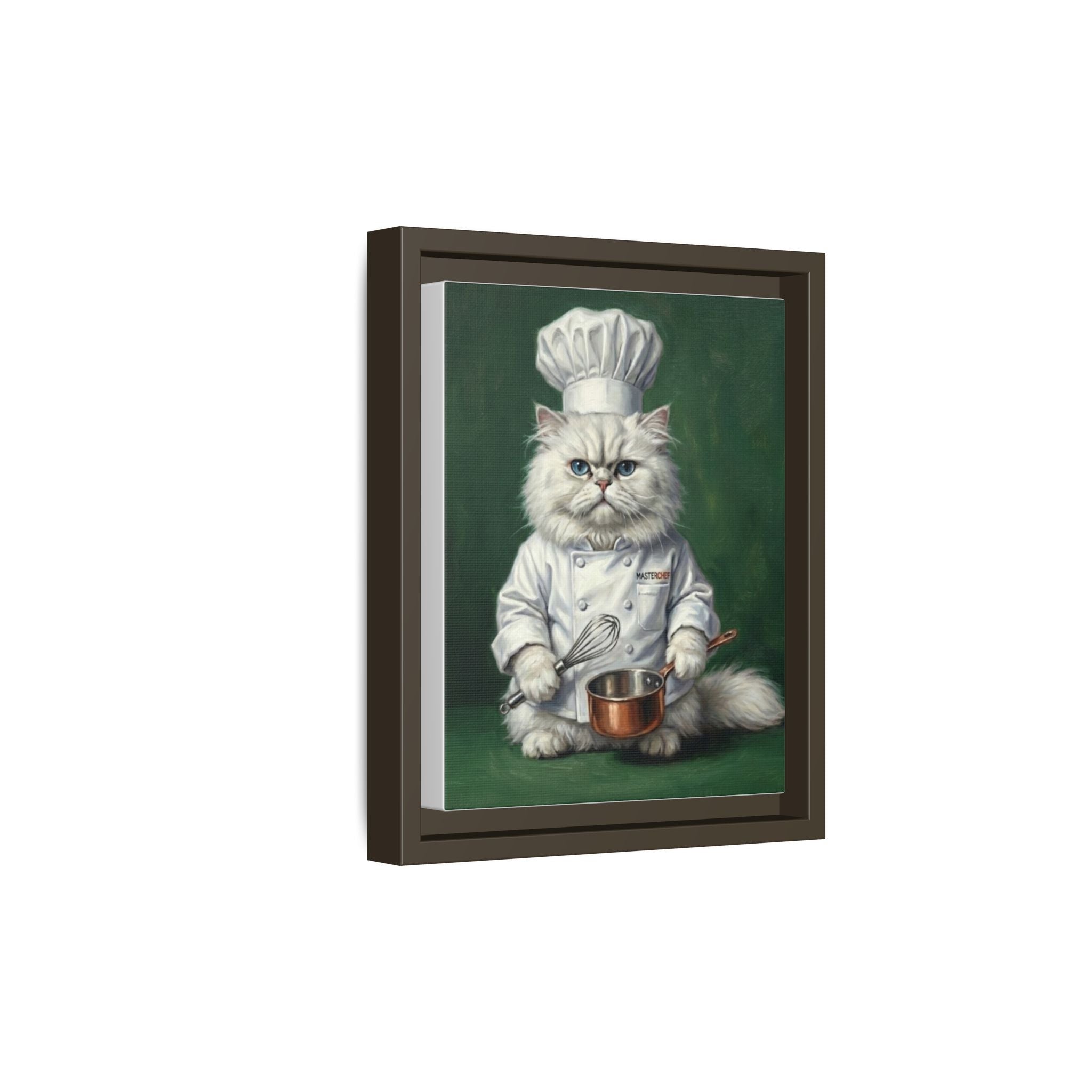 Chef Cat Portrait Matte Canvas Print (Framed) — Whimsical Kitchen Wall Art