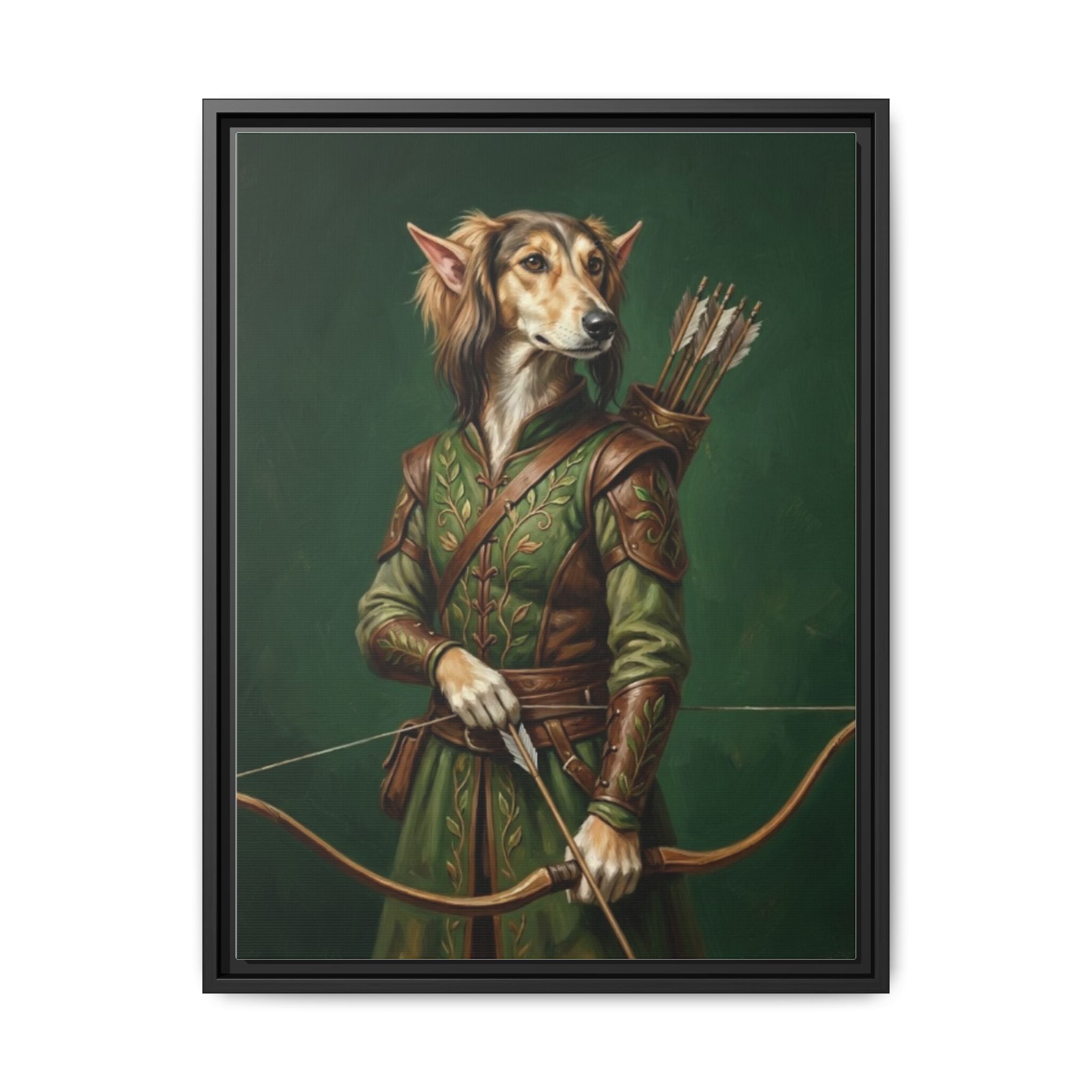 Archer Dog Matte Canvas Print — Framed Fantasy Animal Portrait