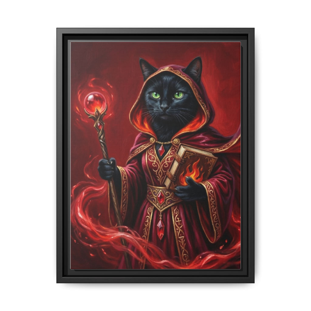 Black Cat Mage Matte Canvas Print (Framed)