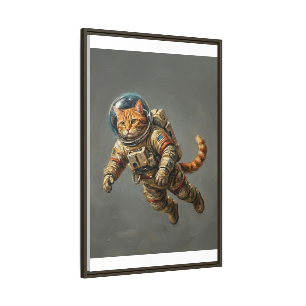Astronaut Cat Matte Framed Canvas — Whimsical Space Cat Wall Art