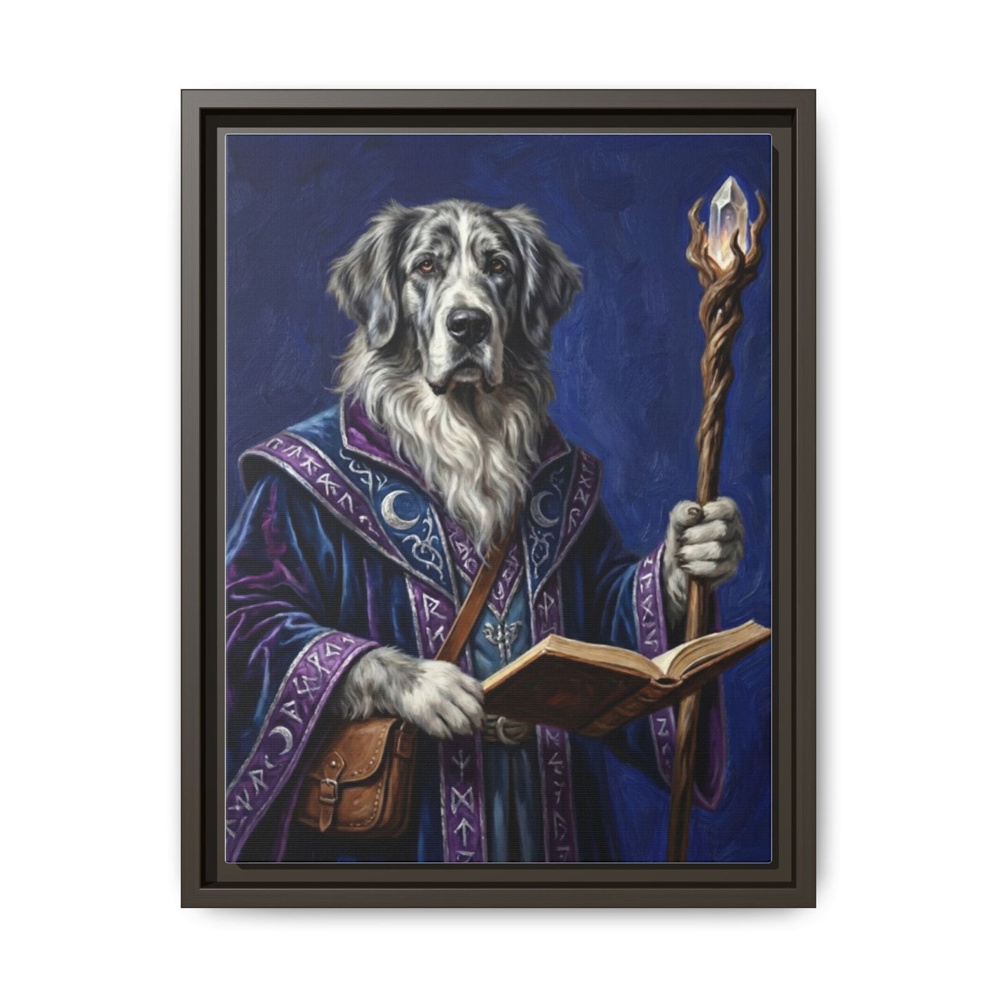 Wizard Dog Framed Canvas Print Mystic Canine Art