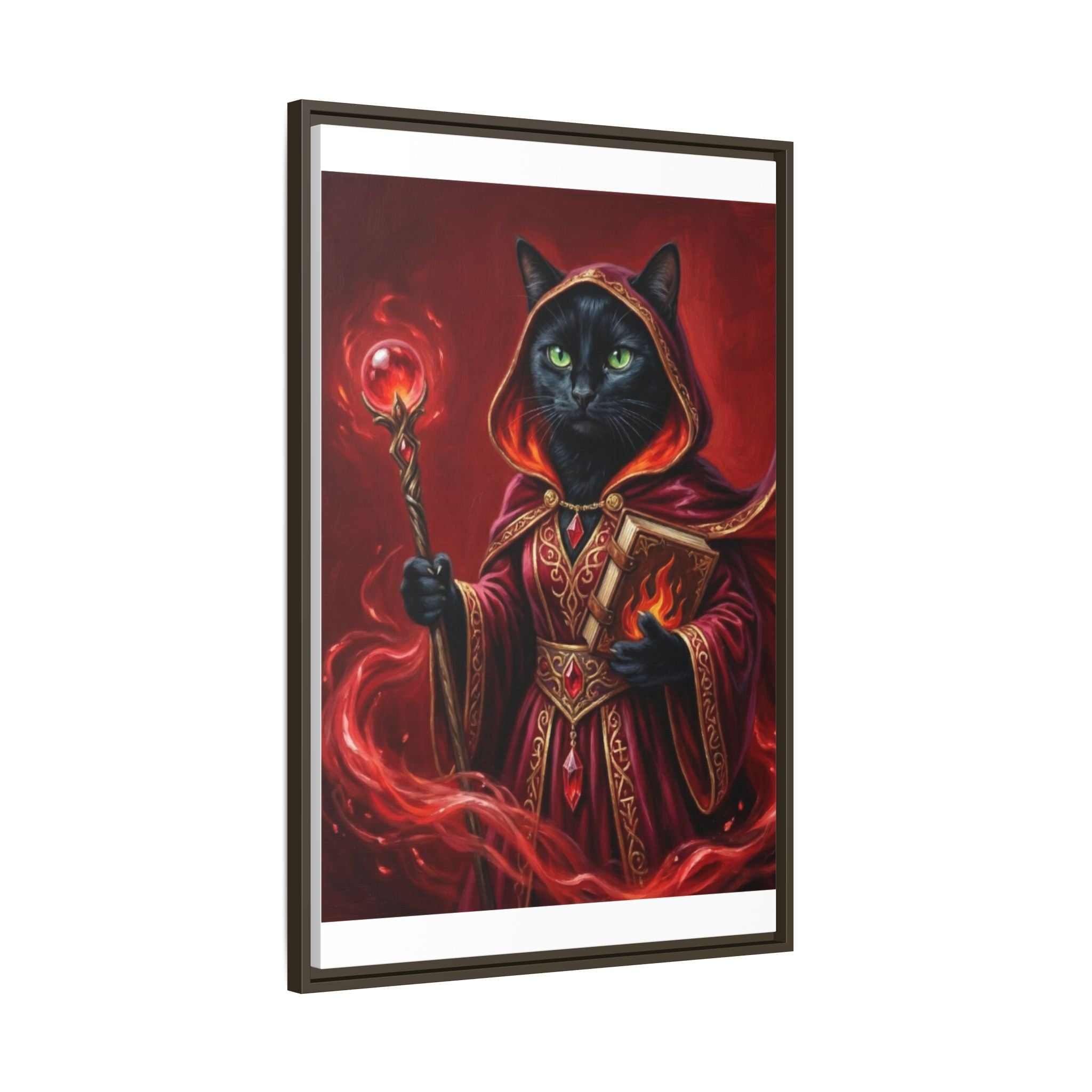 Black Cat Mage Matte Canvas Print (Framed)