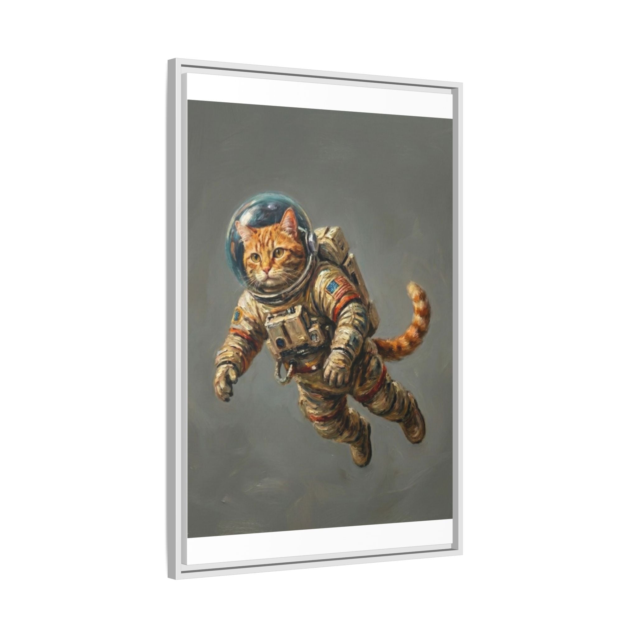 Astronaut Cat Matte Framed Canvas — Whimsical Space Cat Wall Art