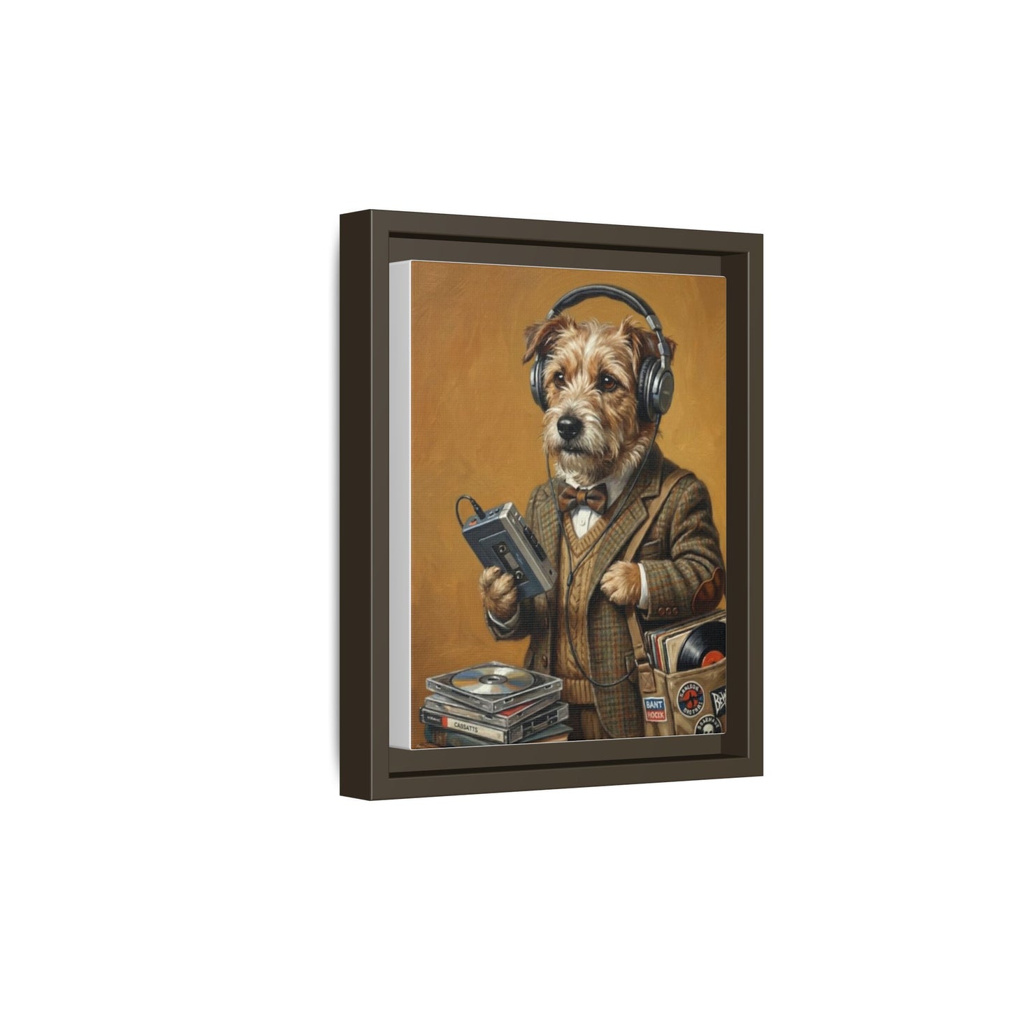 Vintage DJ Dog Matte Canvas Print